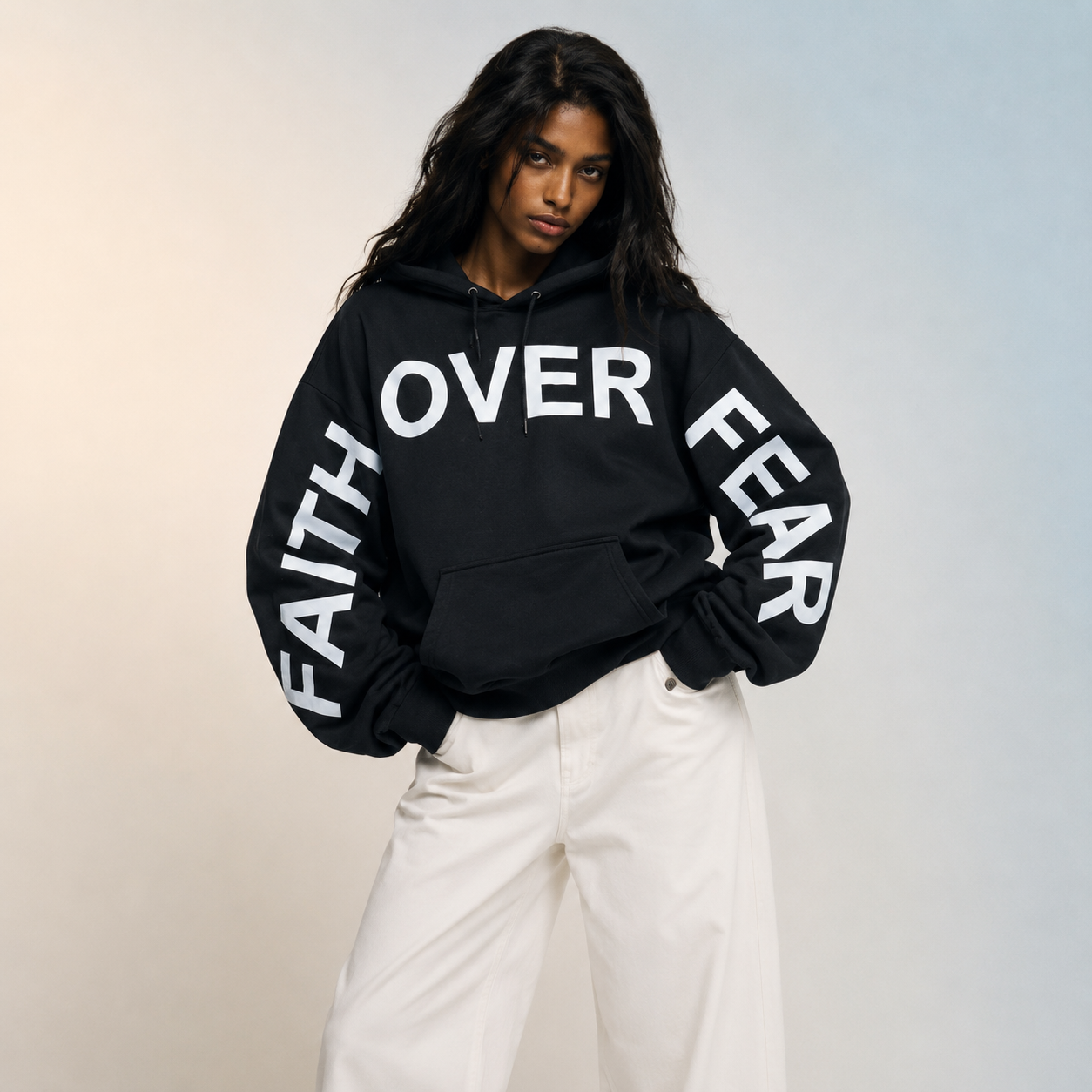 Faith Over Fear Christian Hoodie – Faith Hoodie for Men & Women (Joshua 1:9)